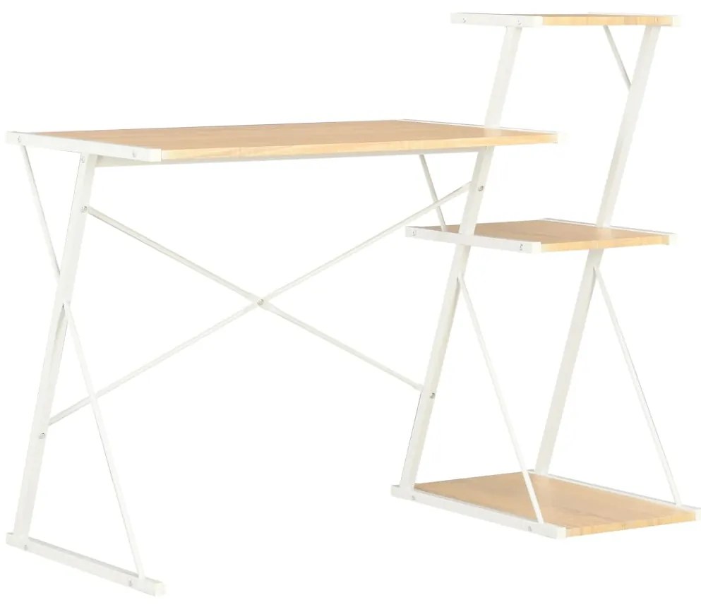 vidaXL Secretária com prateleira 116x50x93 cm branco e carvalho