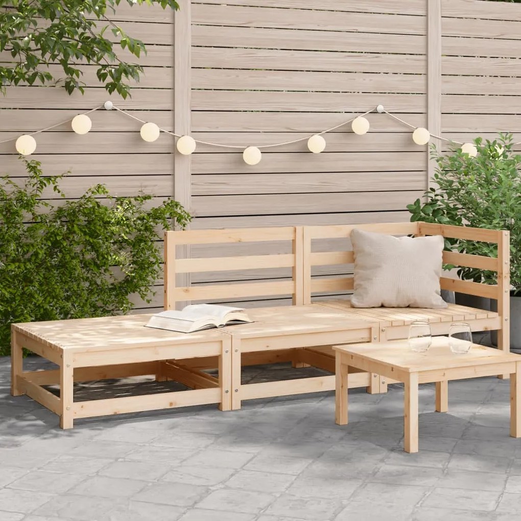 vidaXL Sofá de 2 lugares p/ jardim c/ apoio de pés pinho maciço
