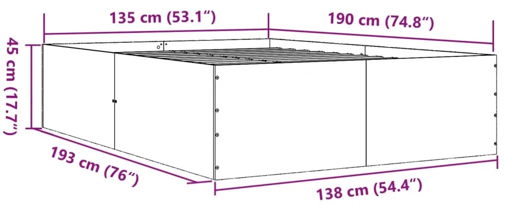 Estrutura de cama 135x190 cm derivados de madeira cinza cimento