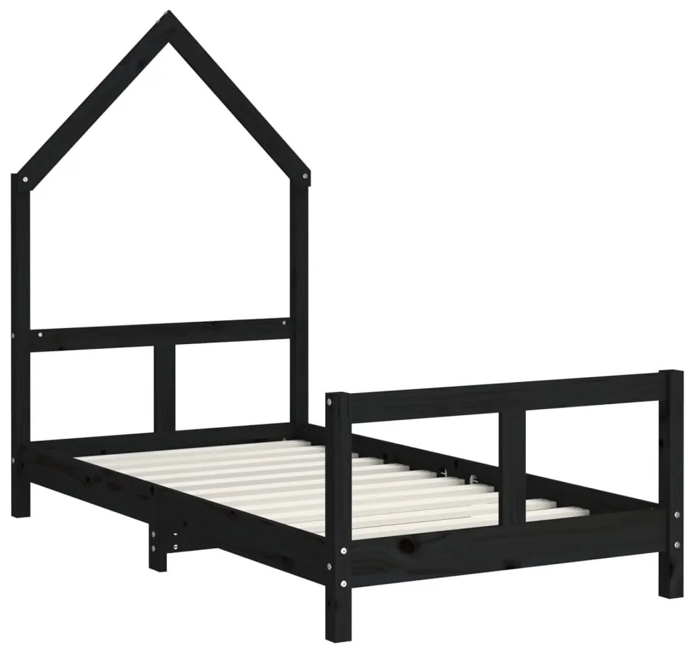 Estrutura de cama infantil 80x160 cm pinho maciço preto