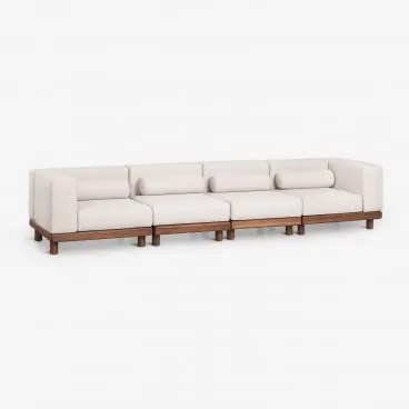 Sofá Modular De Jardim De 4 Peças Com 2 Módulos De Canto Em Acácia Edrien Castanho Acácia - Sklum