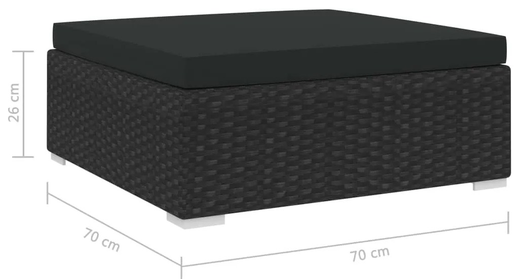 Apoio de pés seccional c/ almofadão 1 pc vime PE preto
