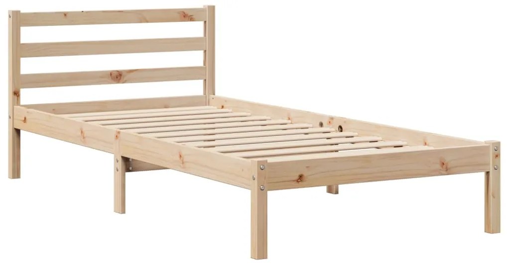 Estrutura de cama com cabeceira 75x190 cm pinho maciço