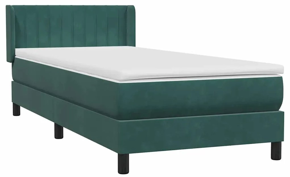 Cama com molas/colchão verde-escuro 80x210 cm veludo