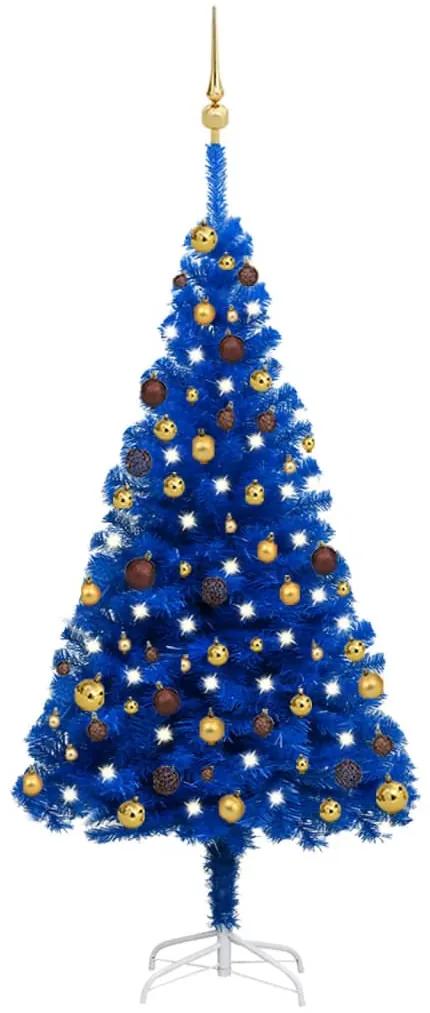 3077508 vidaXL Árvore Natal artificial pré-iluminada c/ bolas 150cm PVC azul