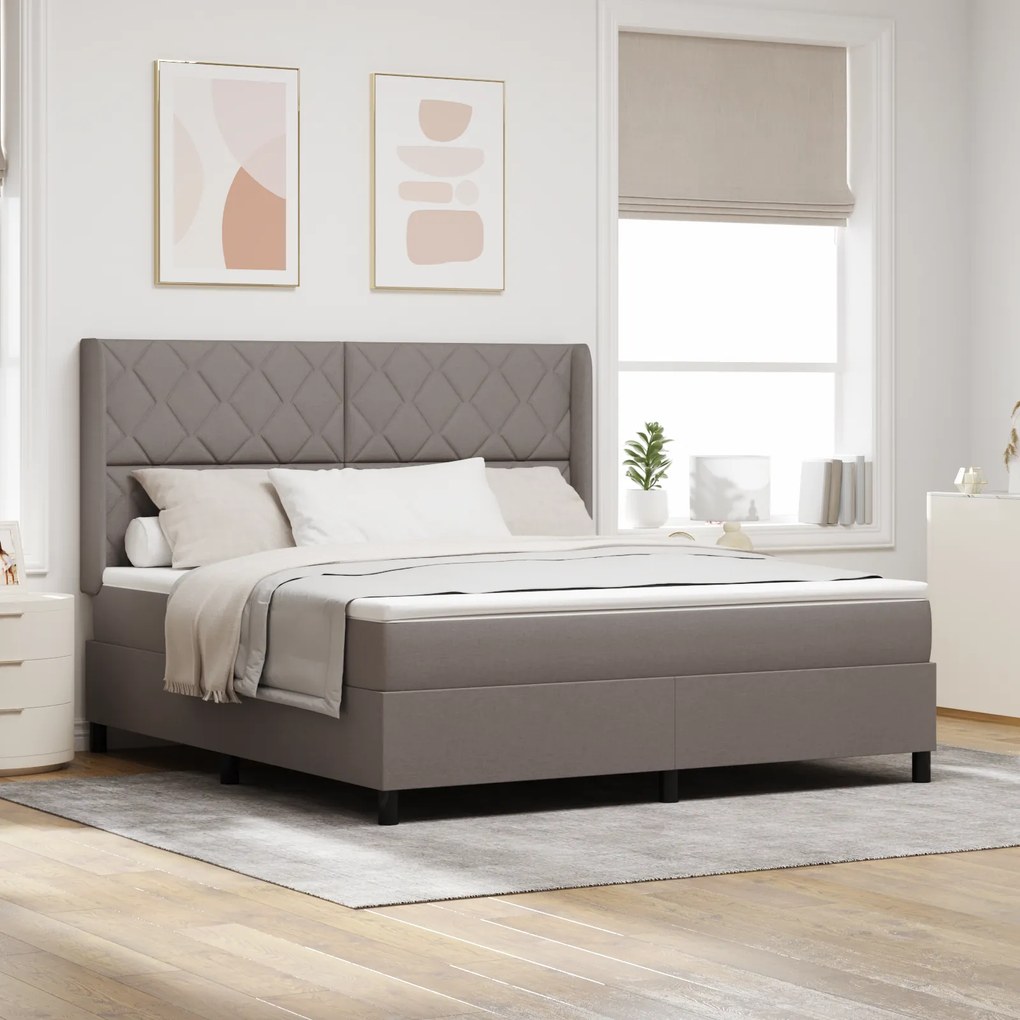 Cama Box Spring vidaXL com Colchão Taupe 180x200 cm em Tecido