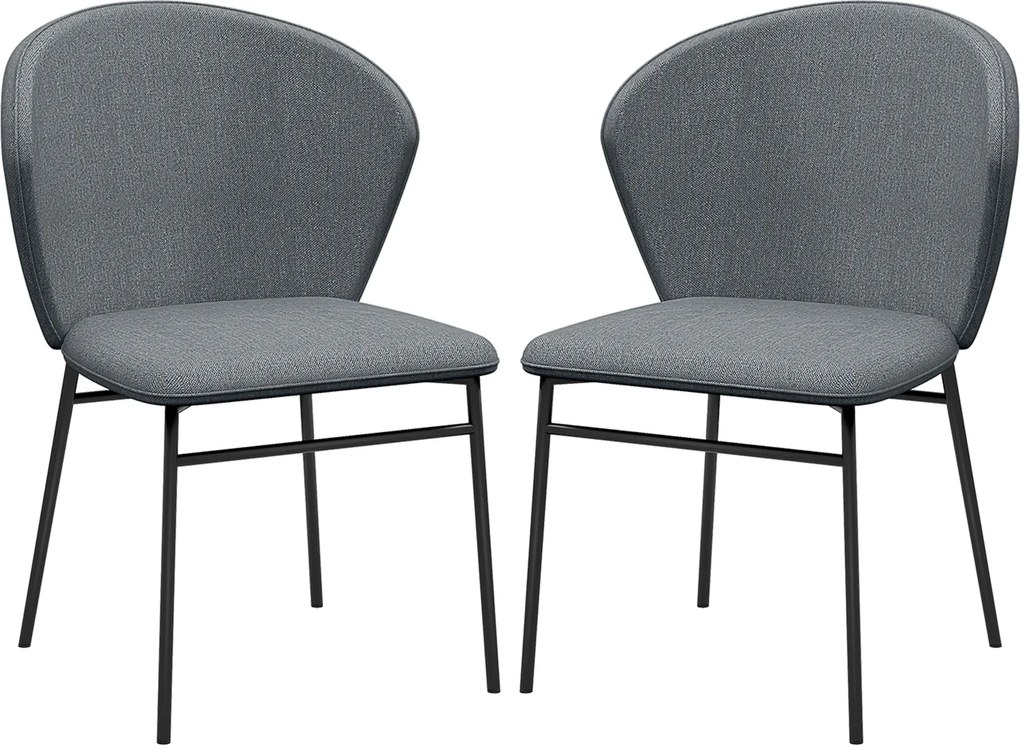 HOMCOM Conjunto de 2 cadeiras de sala de jantar assento acolchoado em tecido aspecto linho pés em aço estáveis design moderno cinza | Aosom Portugal