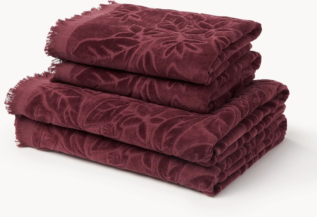 Conjunto de toalhas em veludo Rosaria, vários tamanhos