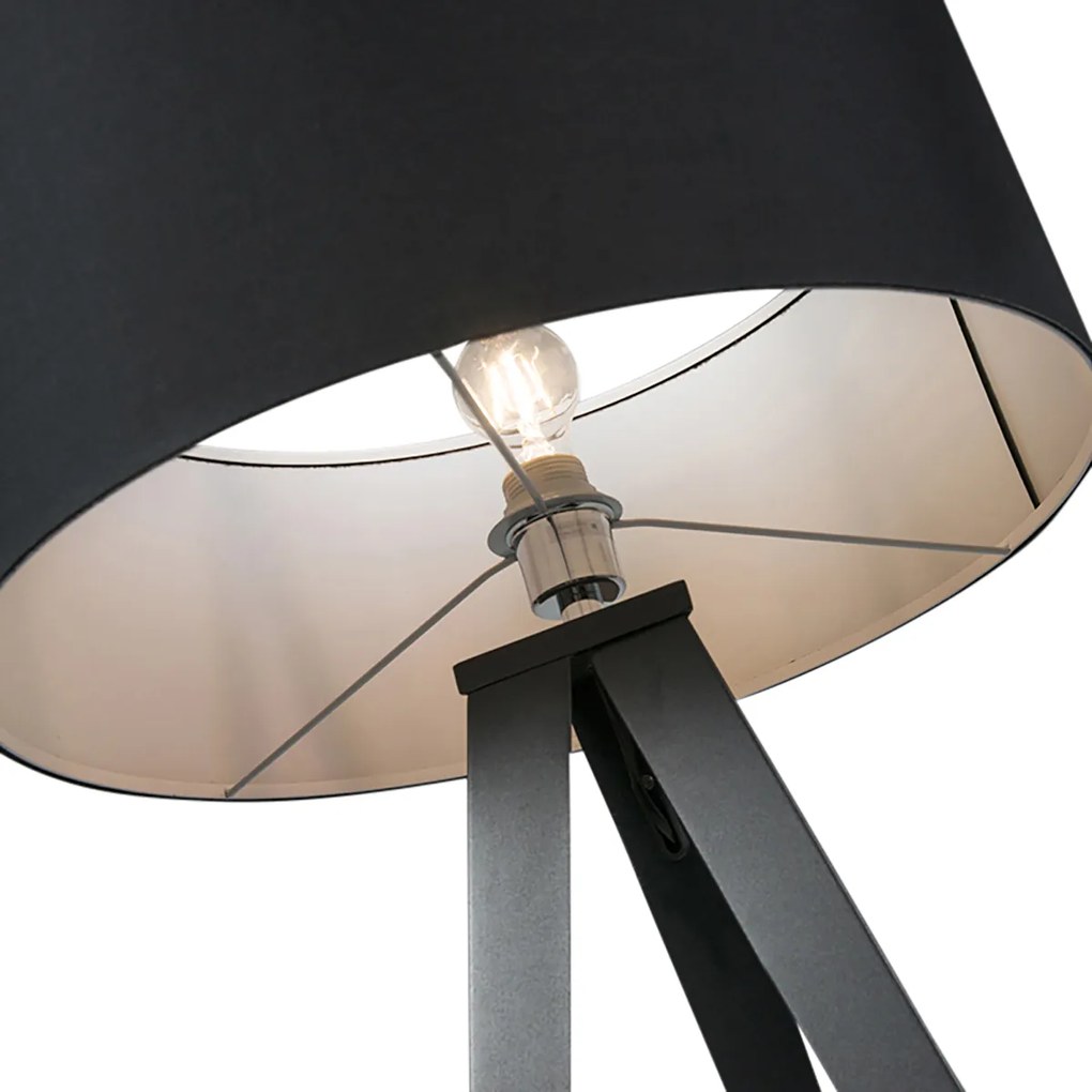 LED Candeeiro de pé inteligente preto com abajur preto incl. Wi-Fi A60 - Ilse Moderno