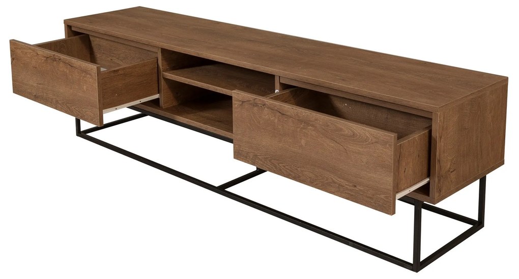 Conjunto de Mobiliário de Sala de Estar Laxus – Nogueira/Preto – Unida