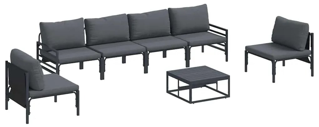 Conjunto de Sofá de Jardim 7 pcs Antracite Aço