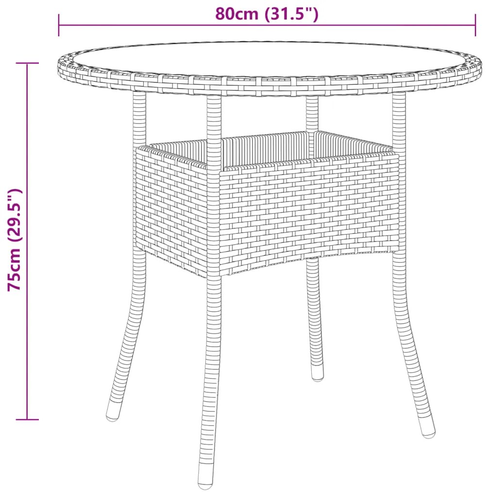 3 pcs conjunto de bistrô para jardim vime PE cinzento