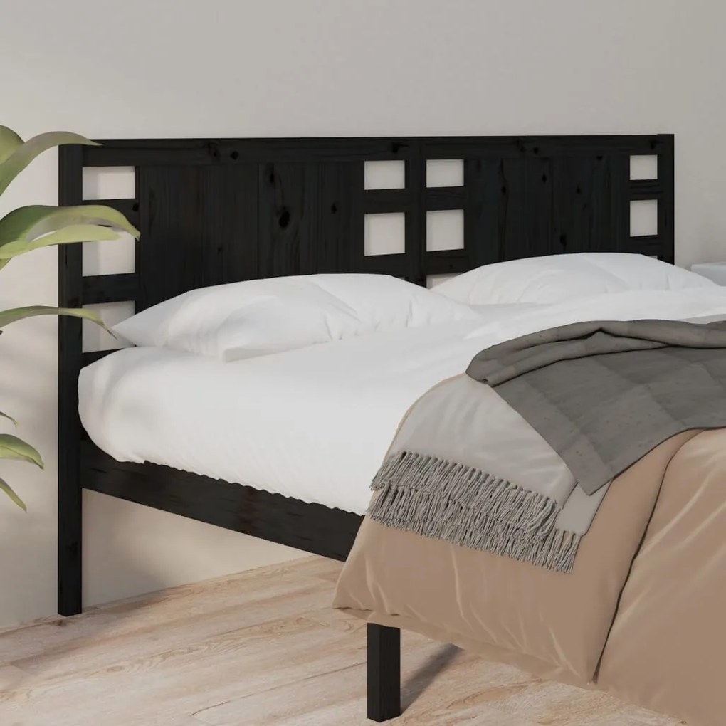 Cabeceira de cama 126x4x100 cm pinho maciço preto