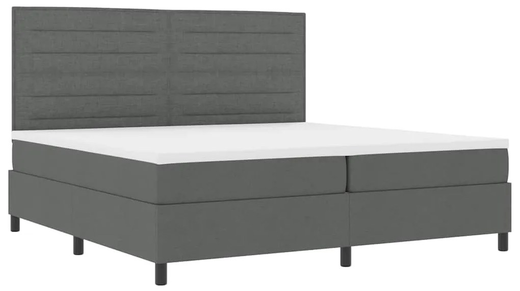 Cama Box com Colchão e LED na Cor Cinza Escuro, 200x200 cm Tecido