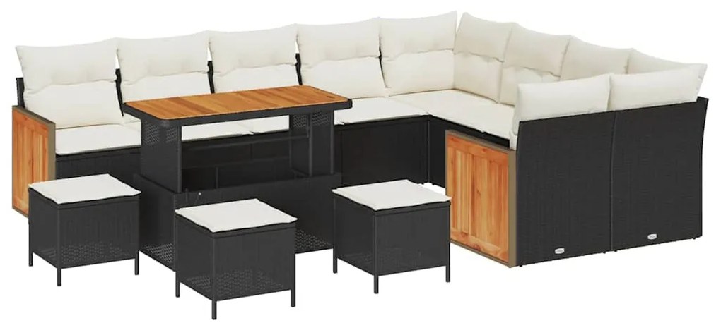 Conjunto de Sofá de Jardim vidaXL 13 Peças com Almofadas Rattan Polipr