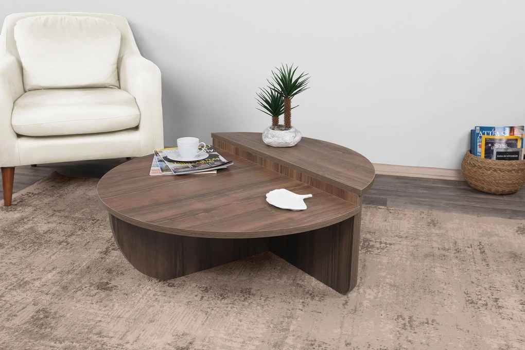 Mesa de Café Podium - Cor Nogueira - 90x30x60 cm e 85x35x30 cm