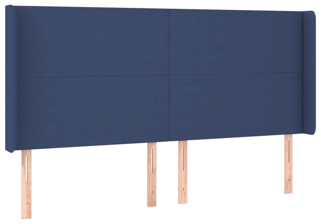 Cama box spring c/ colchão e LED 160x200 cm tecido azul