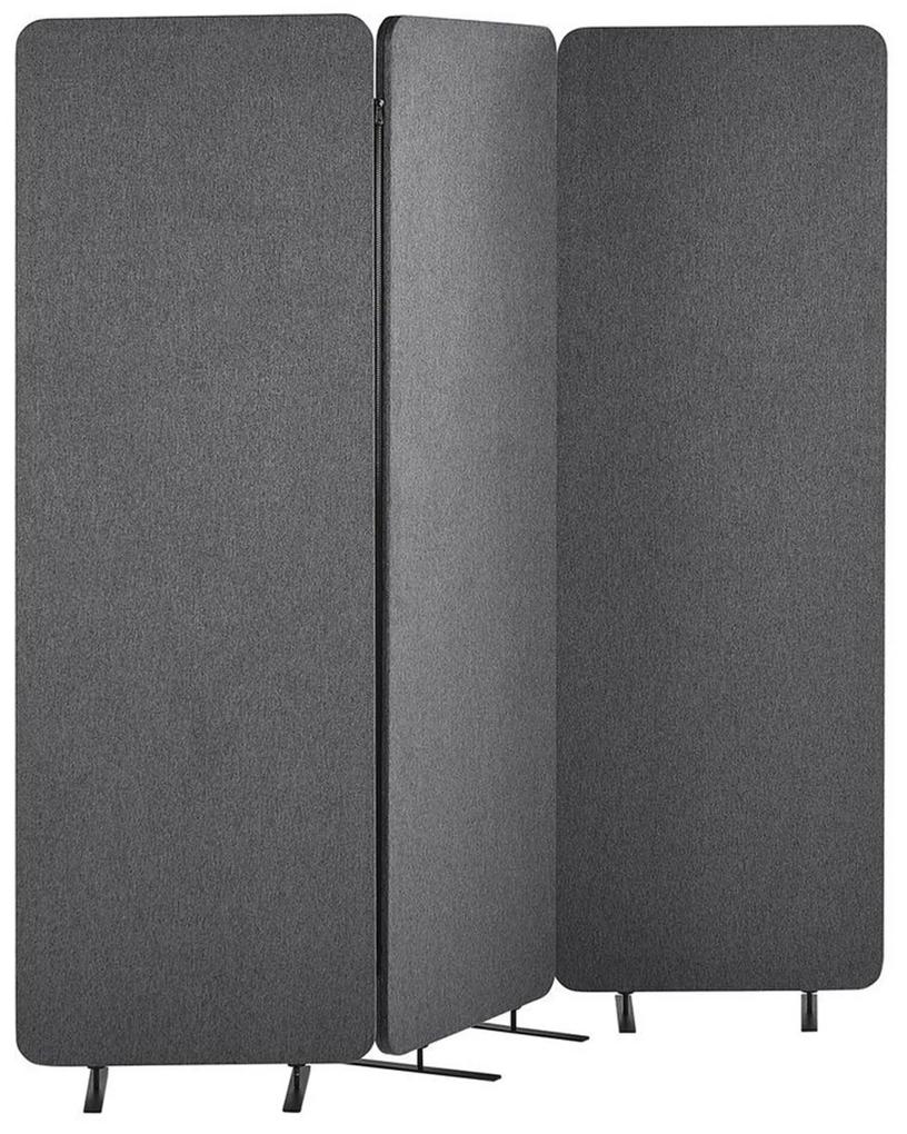 Biombo com 3 painéis acústicos cinzento 184 x 184 cm STANDI Beliani