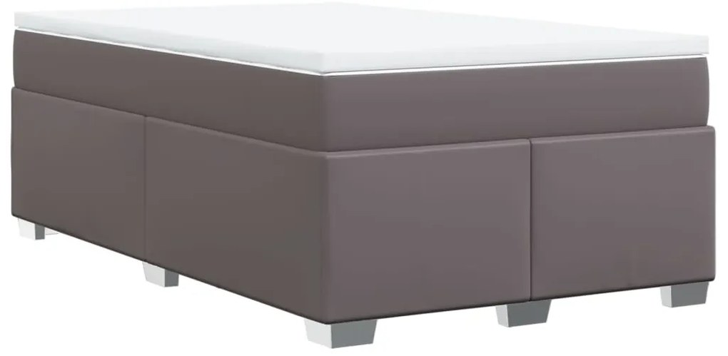 Cama boxspring com colchão 120x190 cm couro artificial cinzento