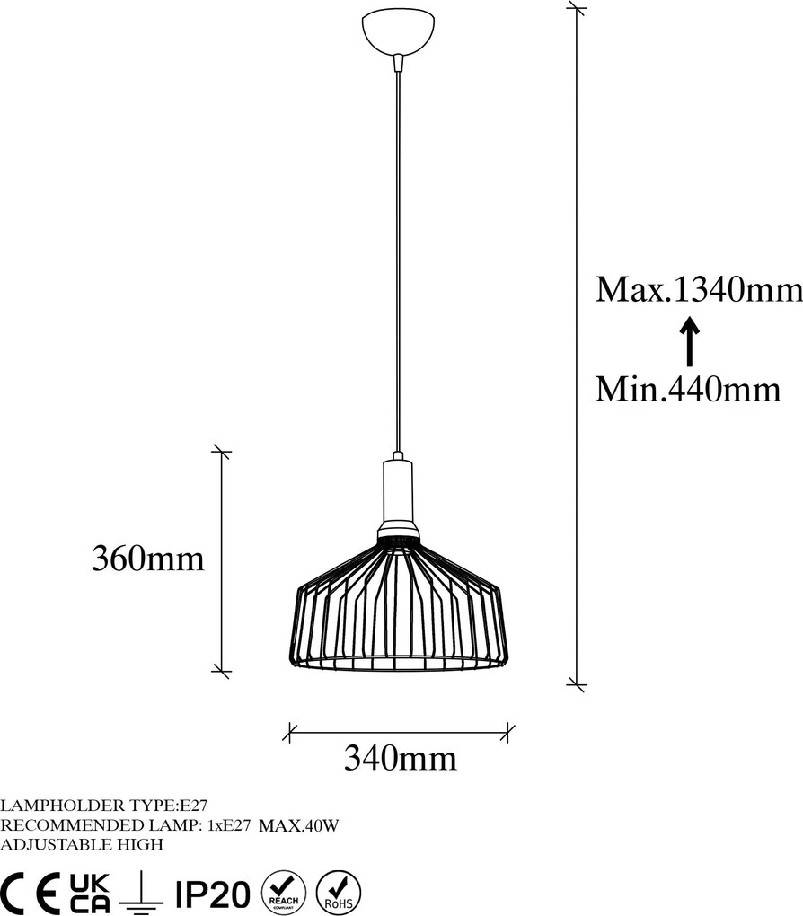 Candeeiro Chandelier Dear – Dourado Brilhante – 34 x 34 x 134 cm