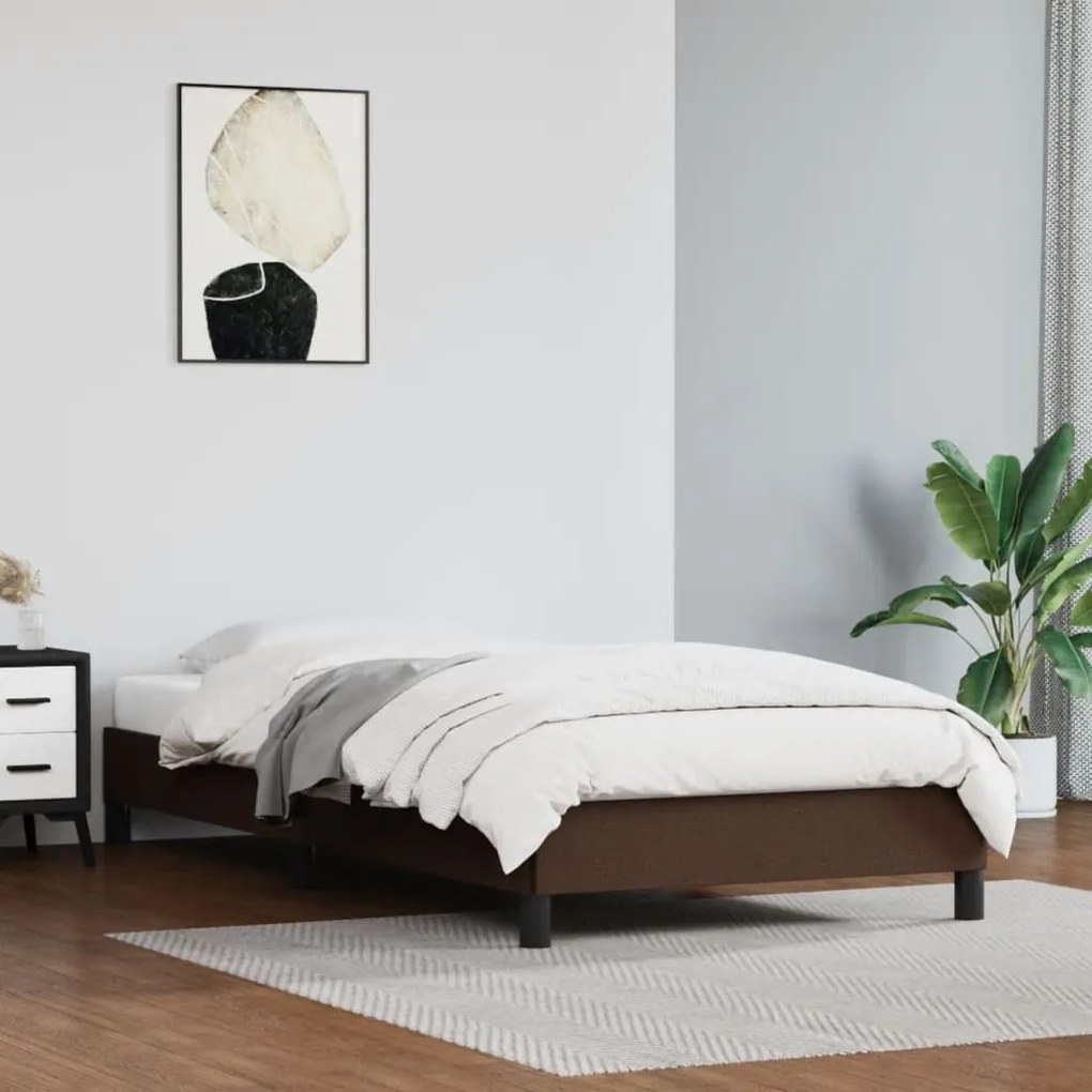 346877 vidaXL Estrutura de cama 90x190 cm couro artificial castanho