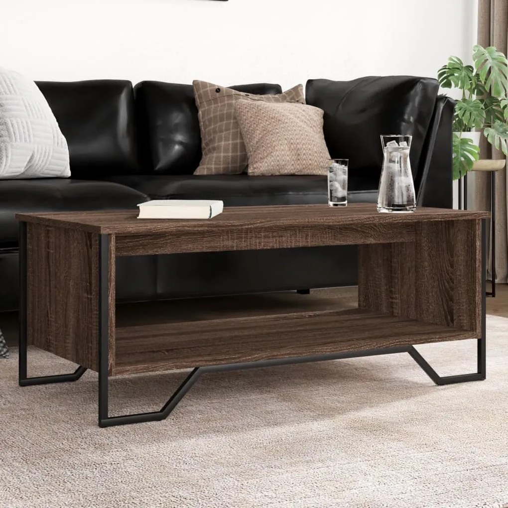 Mesa de centro 100x51x40 cm derivados madeira carvalho castanho