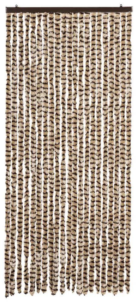Cortina anti-insetos 90x200 cm chenille bege e castanho