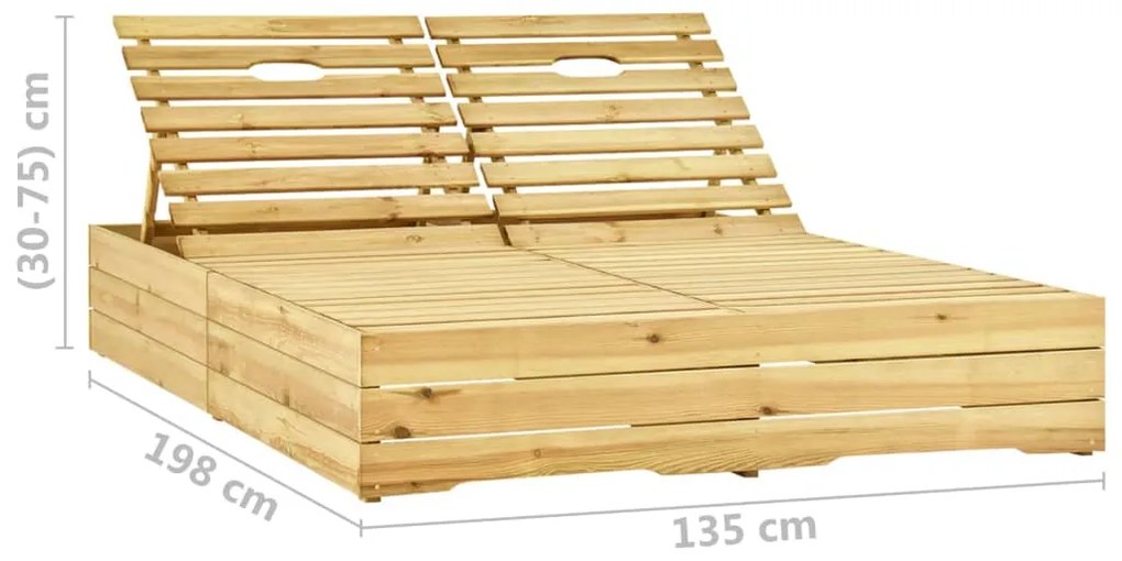 Espreguiçadeira dupla c/ almofadões azul real pinho impregnado