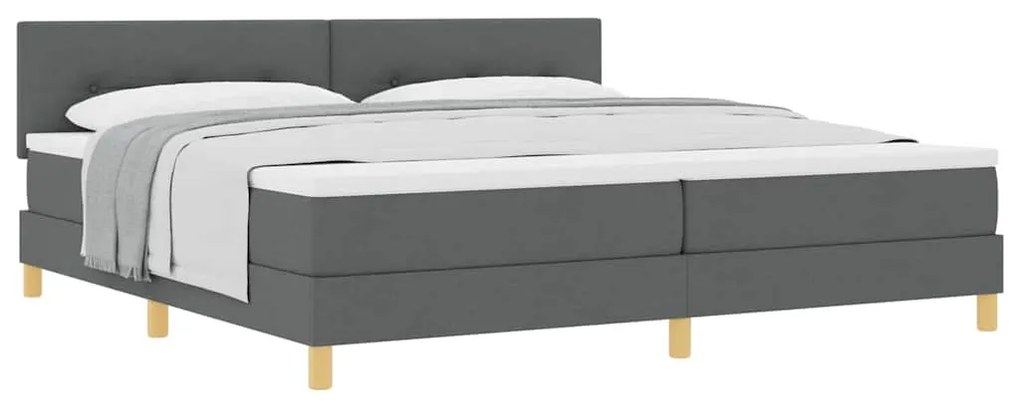 Cama Box Spring com Colchão Cinza Escuro 200x200 cm Tecido
