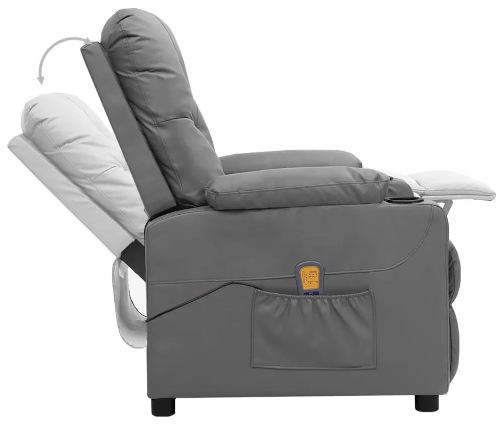 Poltrona de massagens elevatória couro artificial cinzento