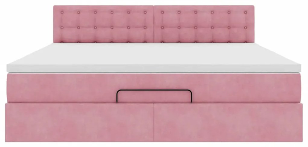 Estrutura de cama otomana com colchão 180x200 cm veludo rosa