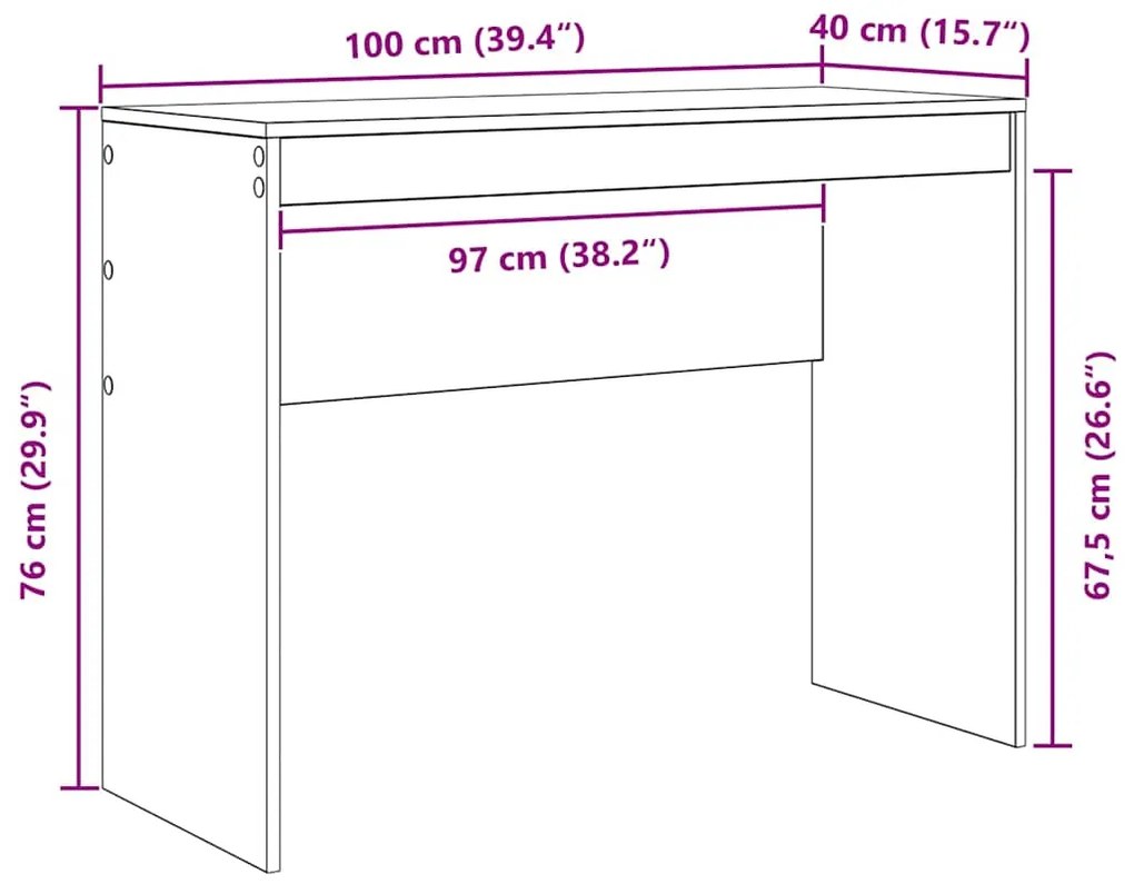Secretária de Computador Cinza sonoma MDF 100 x 40 x 76 cm