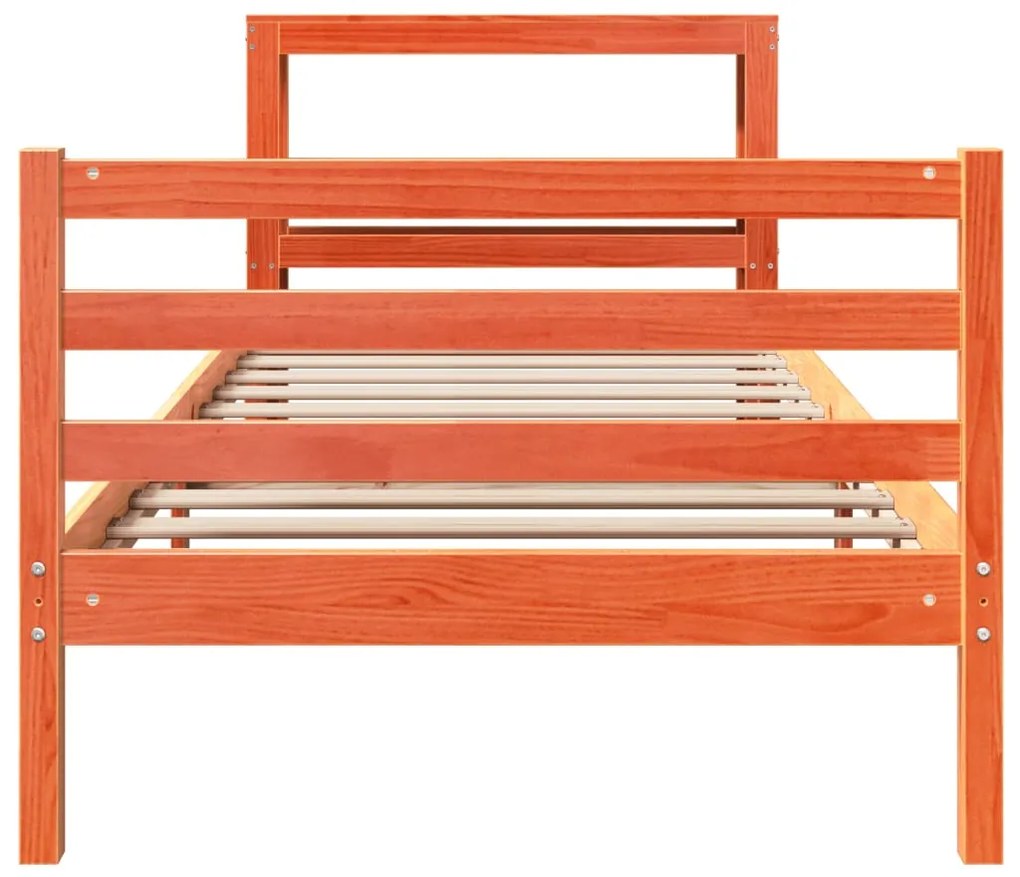 Cama sem colchão 75x190 cm madeira de pinho maciça castanho-mel
