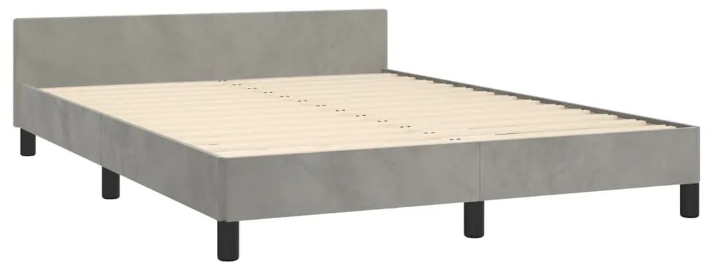 Estrutura de cama c/ cabeceira 140x200 cm veludo cinzento-claro