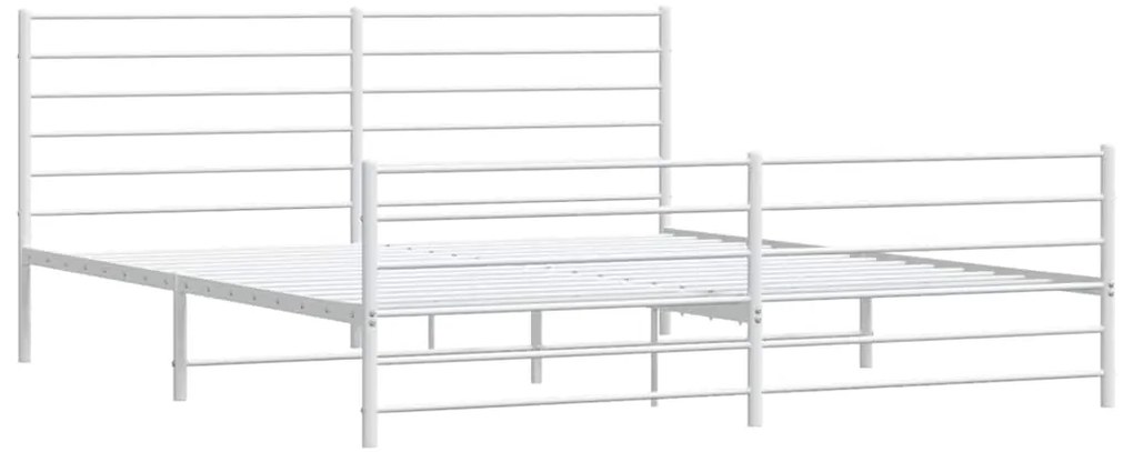 Estrutura de cama com cabeceira e pés 193x203 cm metal branco