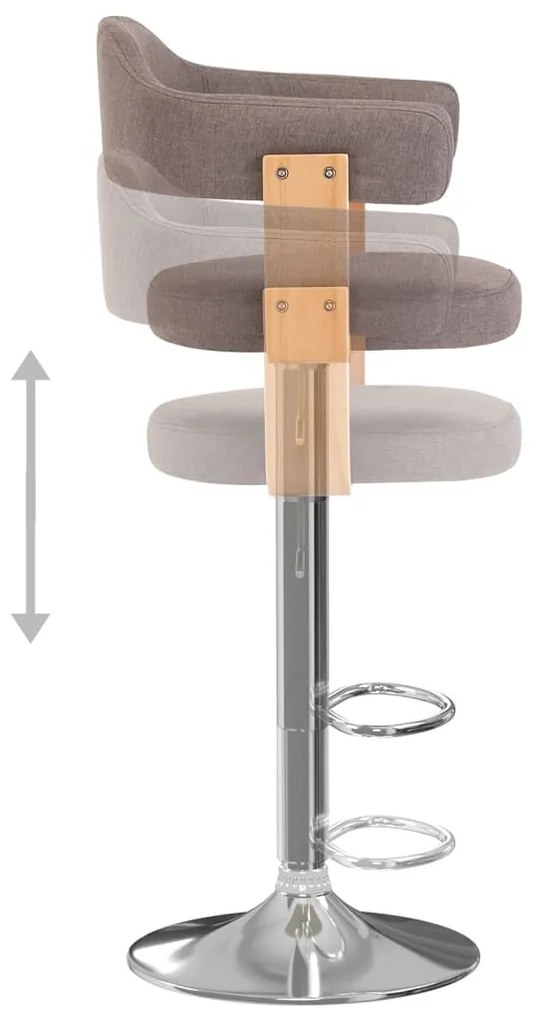 Bancos de bar 2 pcs tecido e madeira curvada cinza-acastanhado