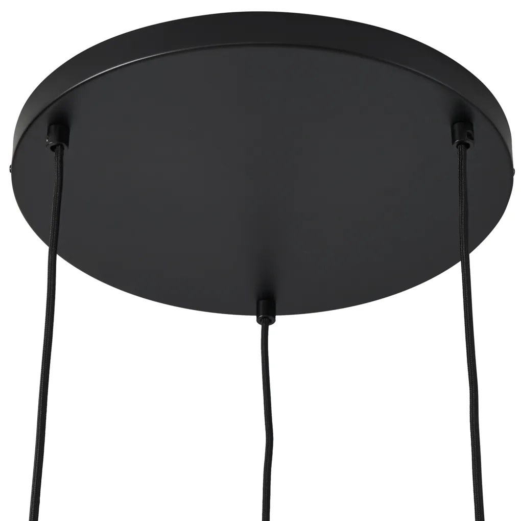 Candeeiro suspenso retro preto com taupe 3-luzes - Felt