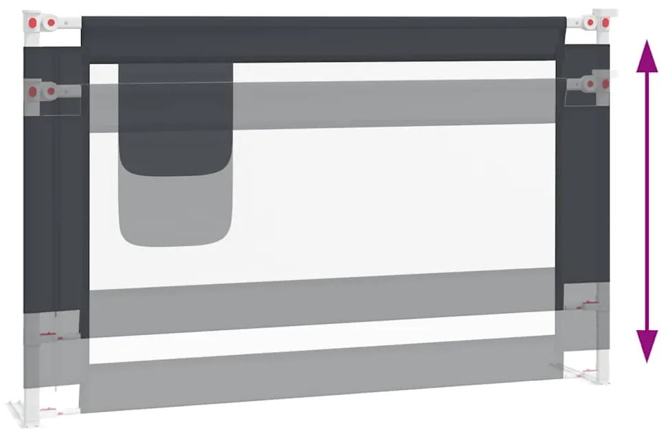 Barra segurança p/ cama infantil tecido 120x25 cm cinza-escuro