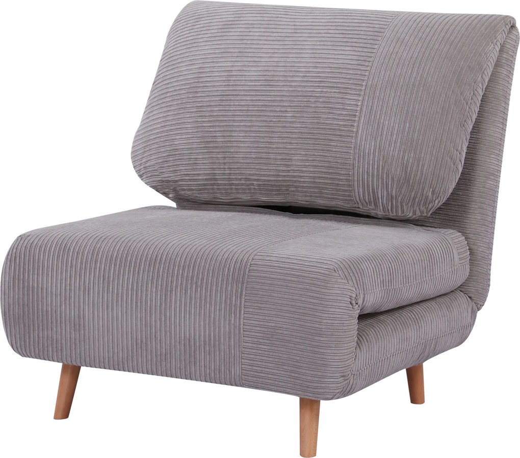 HOMCOM Poltrona-Cama 2 em 1 Cama para Hóspedes, apoio de cabeça ajustável, acabamento em veludo cotelê 82 cm x 87 cm x 89 cm Cinza | Aosom Portugal