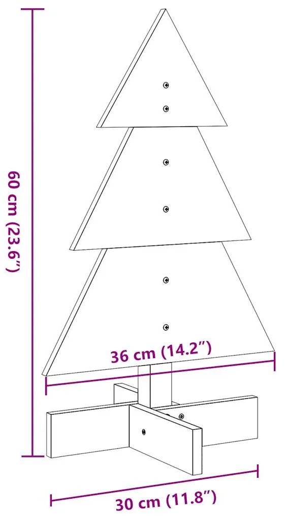 Árvore de Natal decorativa 60 cm pinho maciço castanho-mel