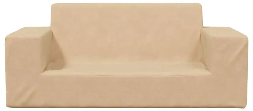 Sofá infantil de 2 lugares pelúcia cor creme