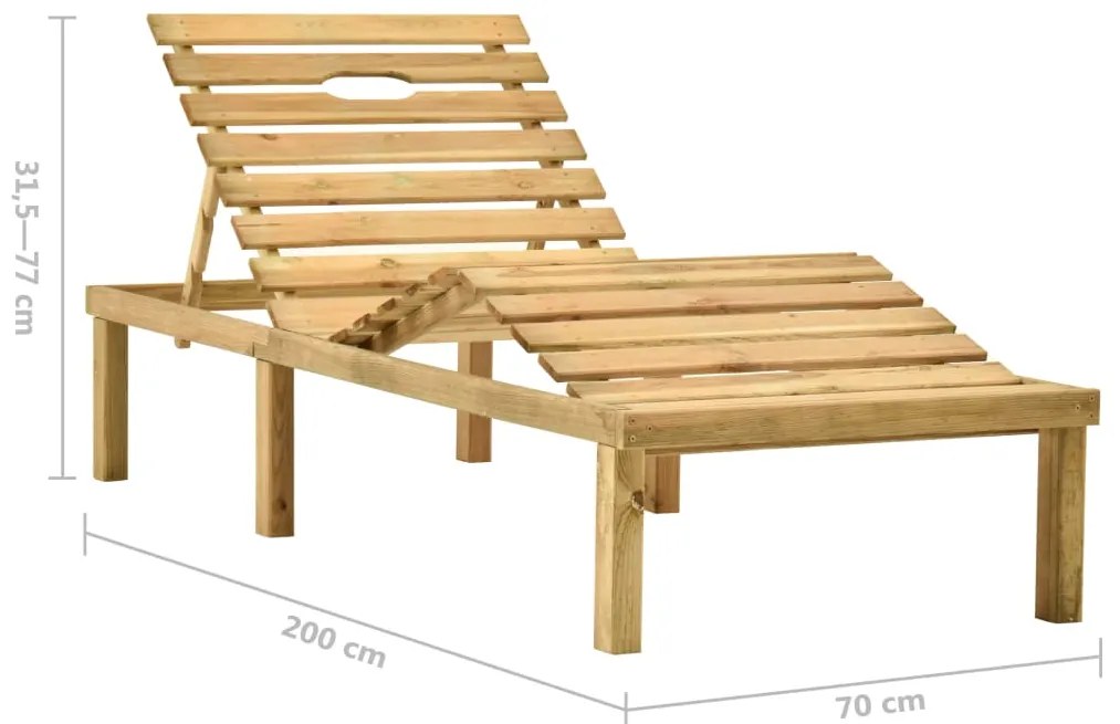 Espreguiçadeira de jardim com mesa e almofadão pinho impregnado