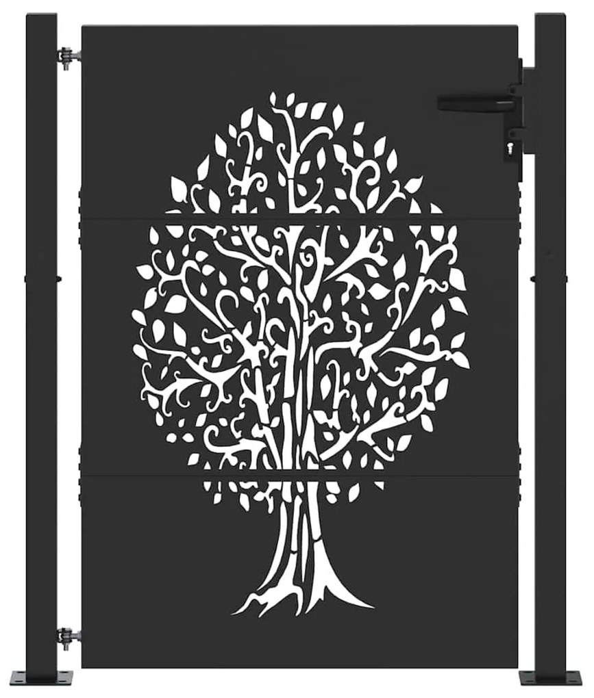 Portão de Jardim Preto 105 x 150 cm Aço com Revestimento em Pó