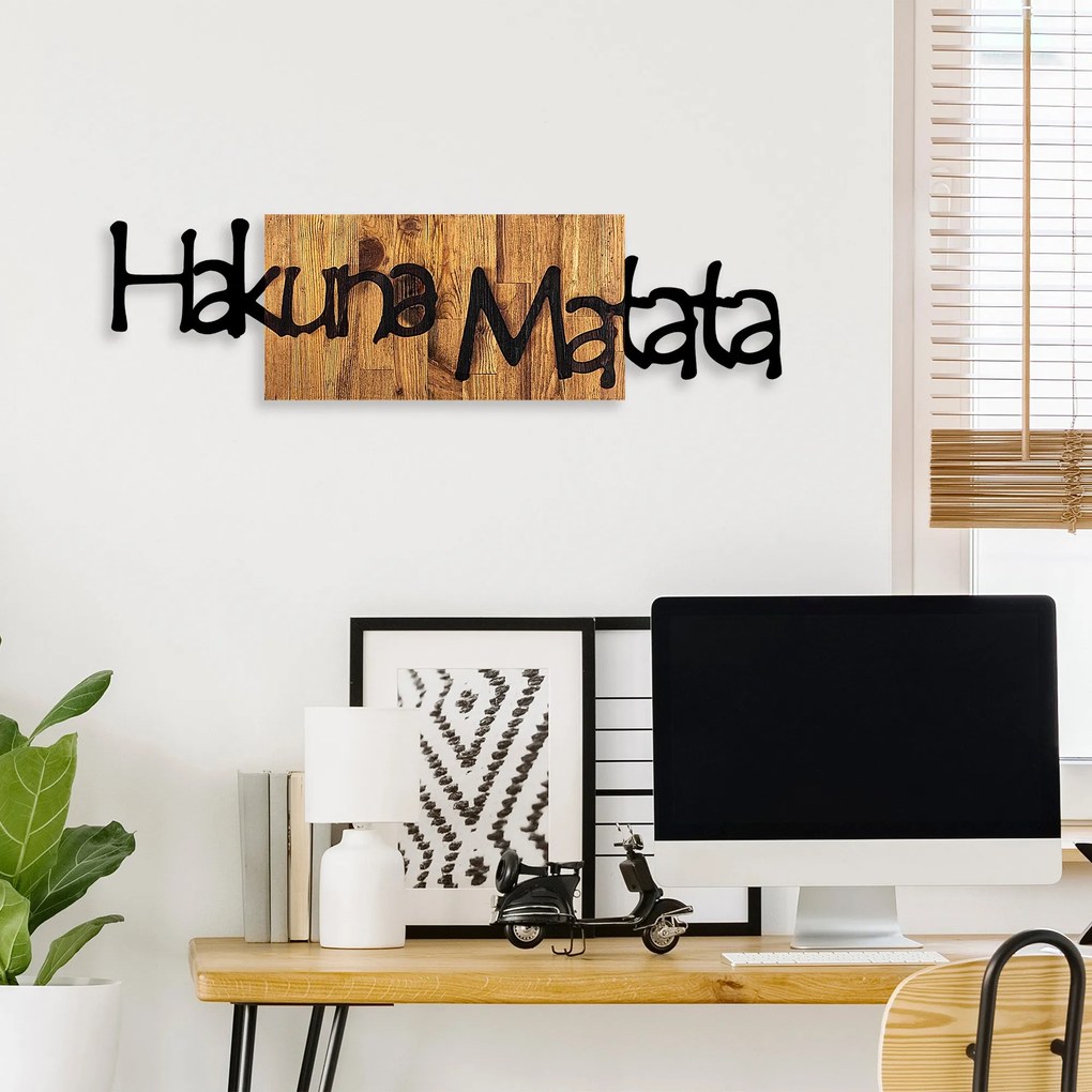 Acessório Decorativo de Parede Hakuna Matata 4 – Preto e Nogueira Clar