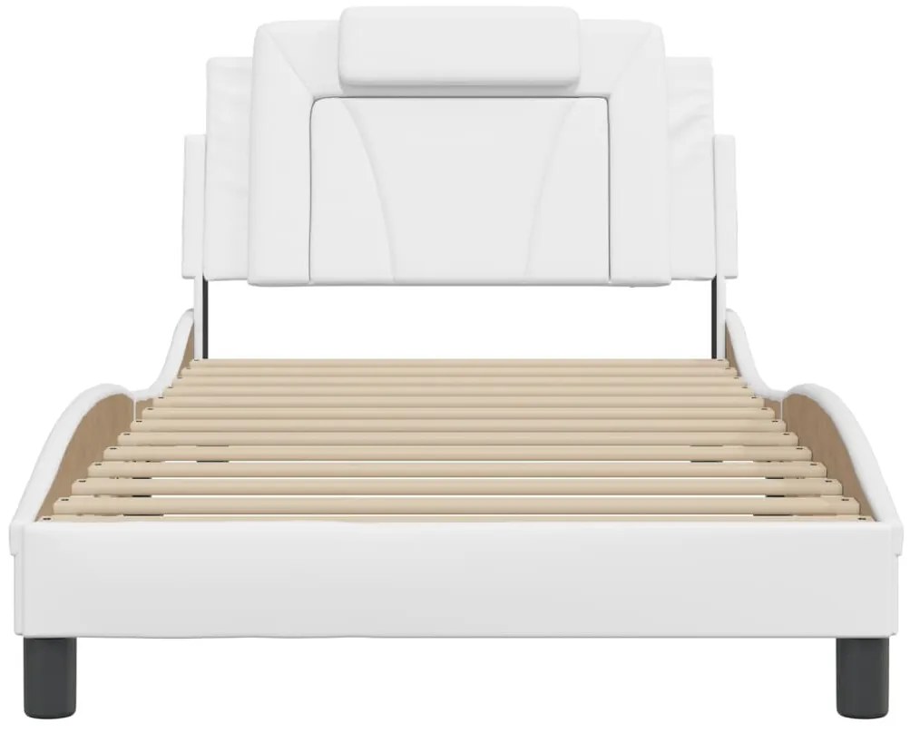 Estrutura cama c/ cabeceira 100x200 cm couro artificial branco