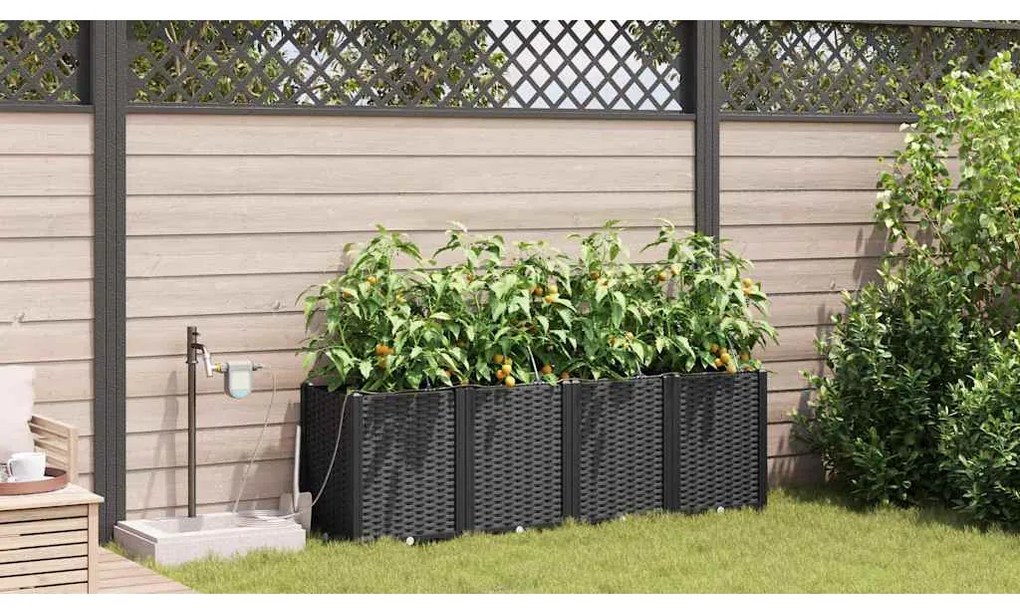 Jardineiras de Jardim 1 pc Preto 160 x 40 x 52 cm Plástico