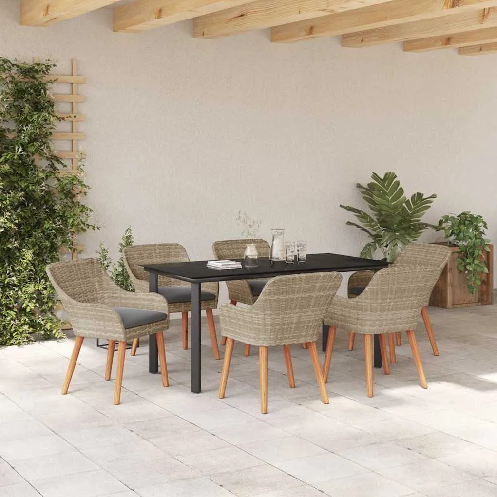 Conjunto de sala de jantar 7 pcs Cinza claro e preto