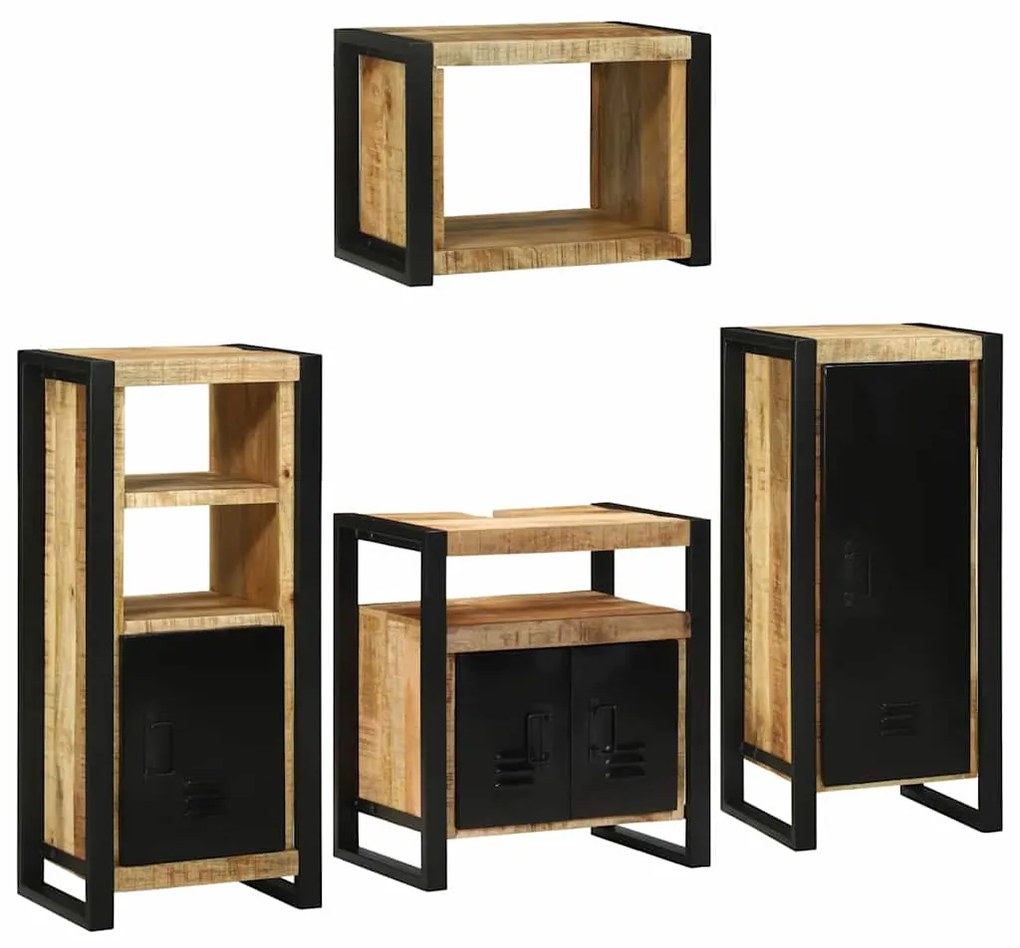 vidaXL Conjunto de Móveis para Banheiro com prateleira com porta 4 pcs