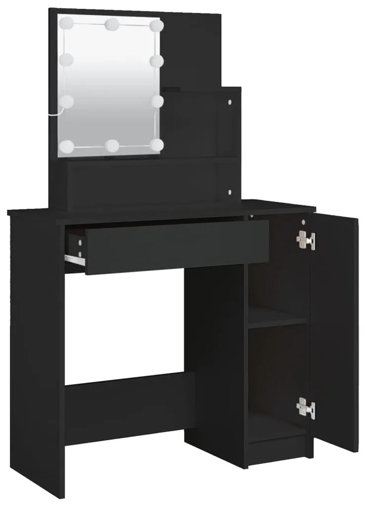 Toucador com luzes LED 86,5x35x136 cm preto