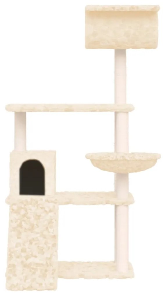 Árvore p/ gatos c/ postes arranhadores sisal 131 cm cor creme